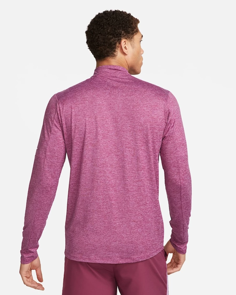 Nike Dri-FIT Element Men's 1/4-Zip Running Top - Rosewood/Rush Fuchsia/Heather - Moisture-Wicking Performance Shirt