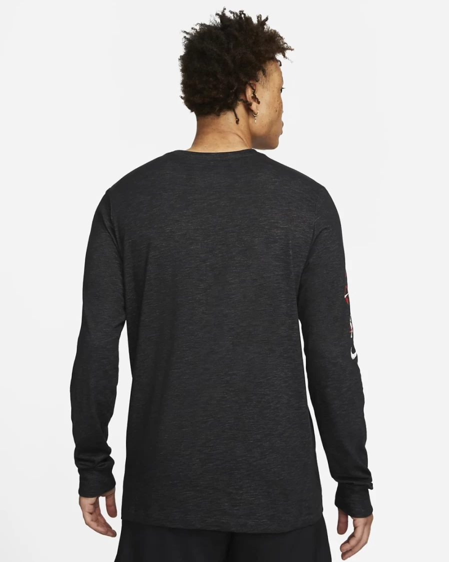 Nike Dri-FIT Men's Training Long-Sleeve T-Shirt - Black/Particle Grey - Moisture-Wicking Workout Top