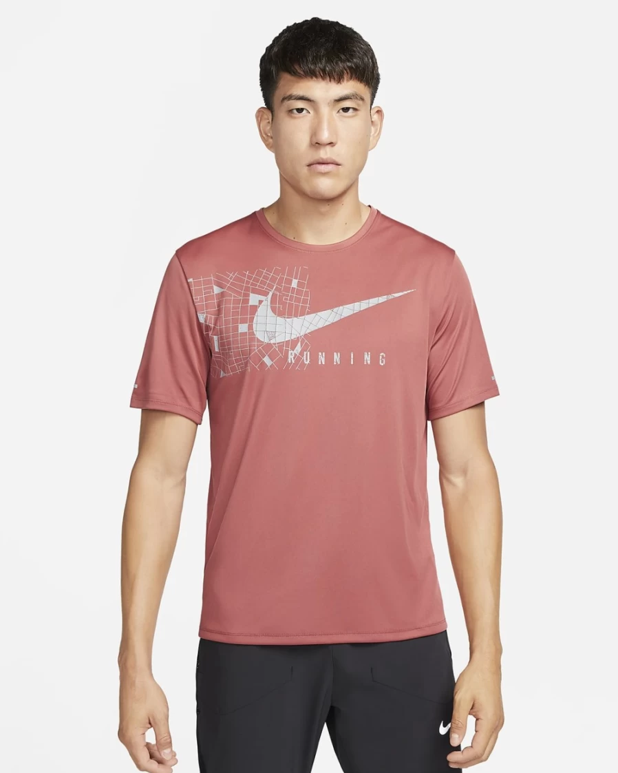 Nike Dri-FIT UV Miler Run Division Men's Canyon Rust Short-Sleeve Graphic Running Top