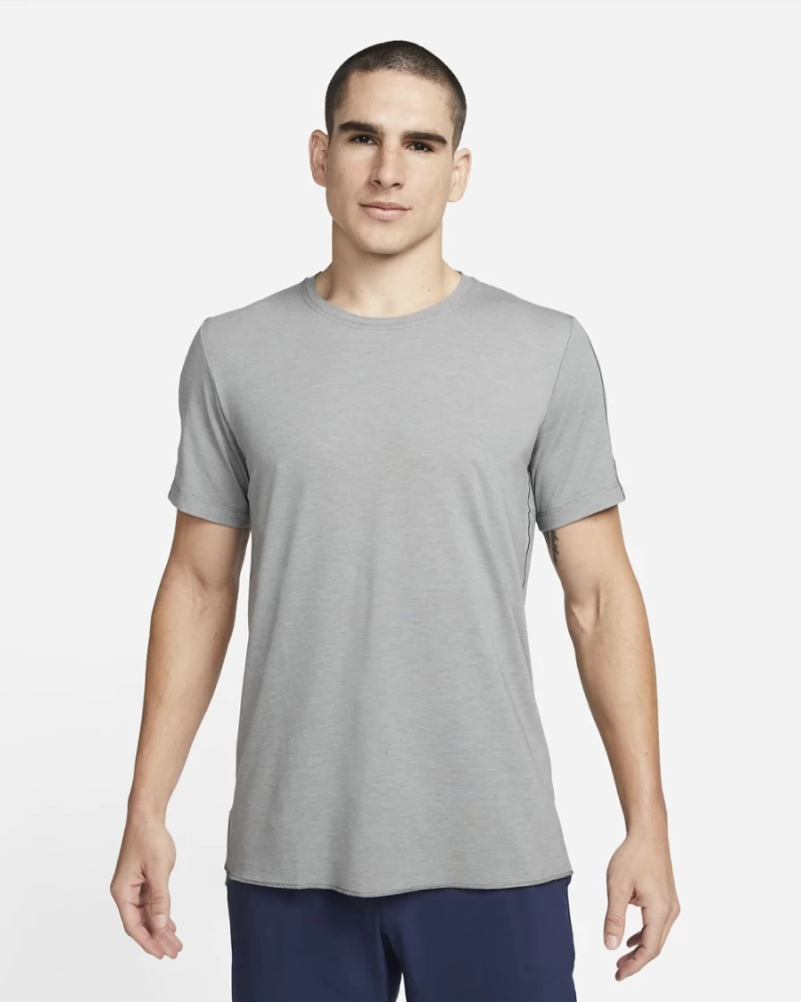 Nike Dri-FIT Men's Yoga Top - Light Smoke Grey, Breathable Workout Shirt for Men