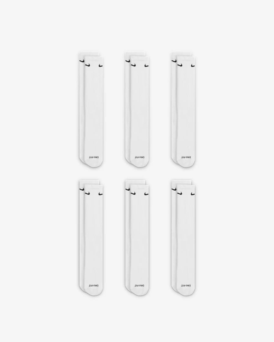 Nike Men's Everyday Plus Cushioned Training Crew Socks 6-Pack (White/Black)