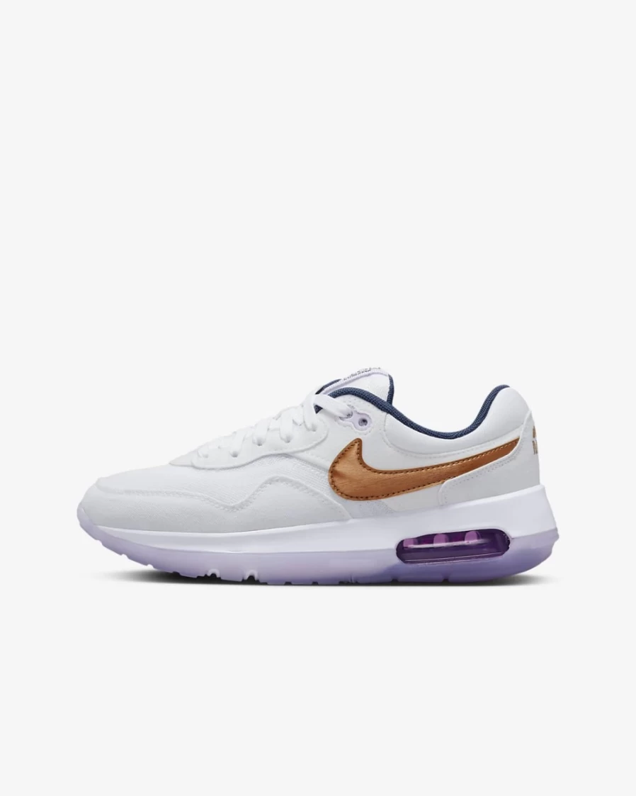 Nike Air Max Motif Big Kids' Sneakers - White/Midnight Navy/Violet Frost/Metallic Copper - Unisex Boys & Girls Running Shoes