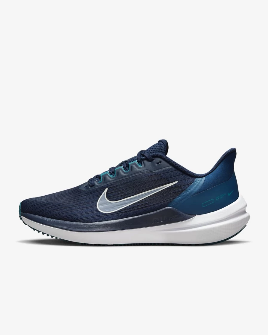 Nike Winflo 9 Men's Road Running Shoes - Obsidian/Valerian Blue/Bright Spruce/Barely Green
