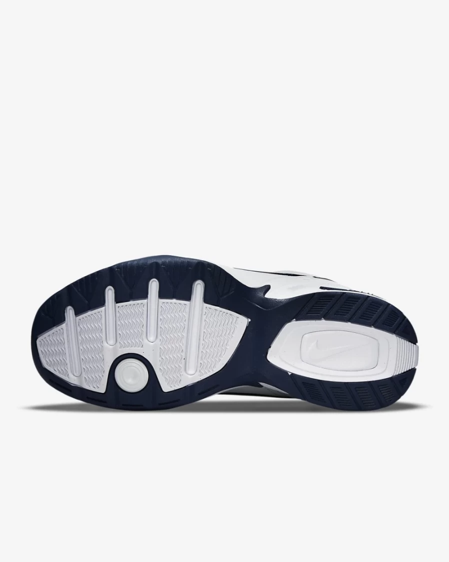 Nike Air Monarch IV Men's Training Shoes - White/Midnight Navy/White/Metallic Silver - Extra Wide Width