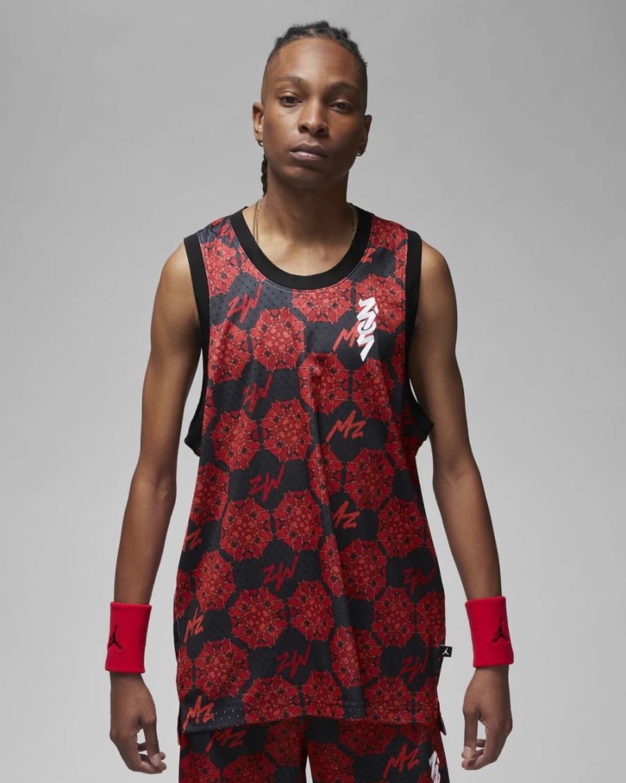 Nike Zion Men's Gym Red Mesh Basketball Top
