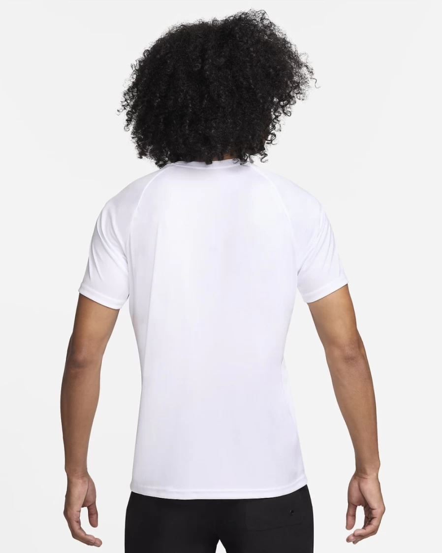 Nike Men's White Hydroguard UPF Swim Shirt - Short-Sleeve Quick-Dry Swim Top