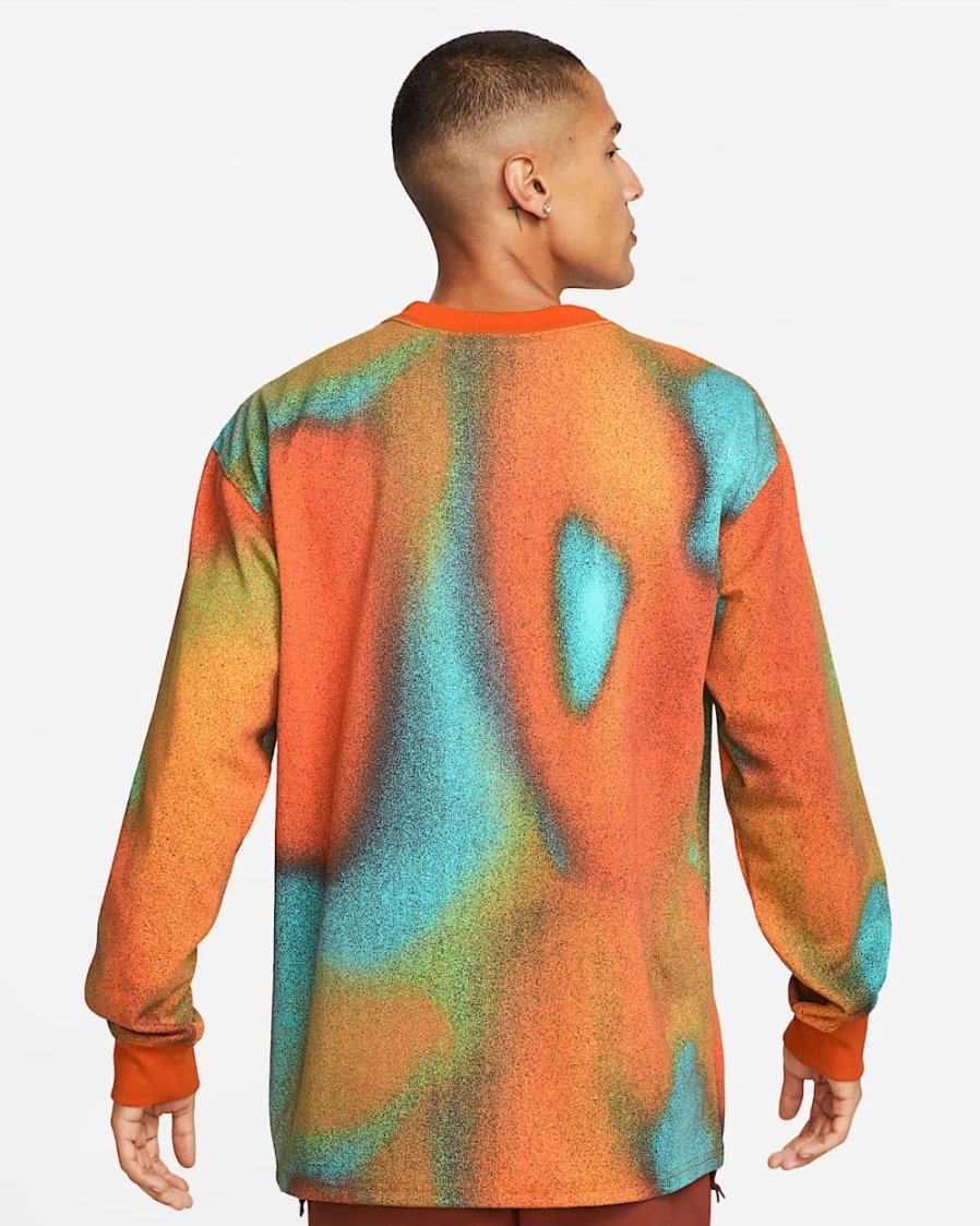 Nike ACG Men's Long-Sleeve T-Shirt in Tour Yellow, Light Menta & Campfire Orange Allover Print