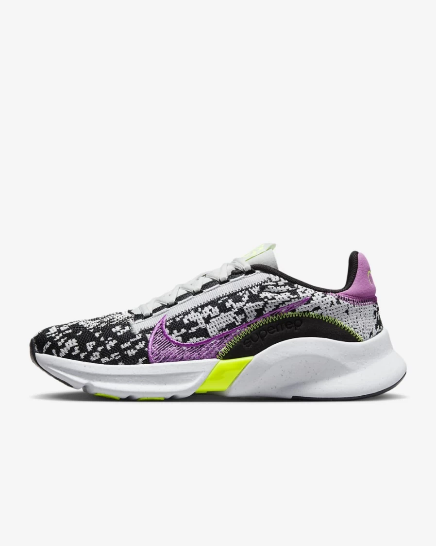 Nike SuperRep Go 3 Next Nature Flyknit Men's Training Shoes - Pure Platinum/Black/Volt/Fuchsia Dream