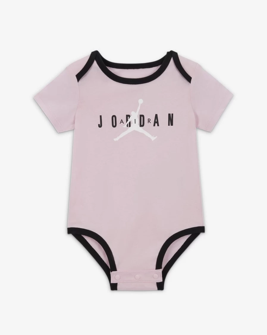 Nike Jordan Milestone Baby Bodysuit Set (3-Pack) - Pink Foam Unisex Outfit for Newborns 0-9 Months