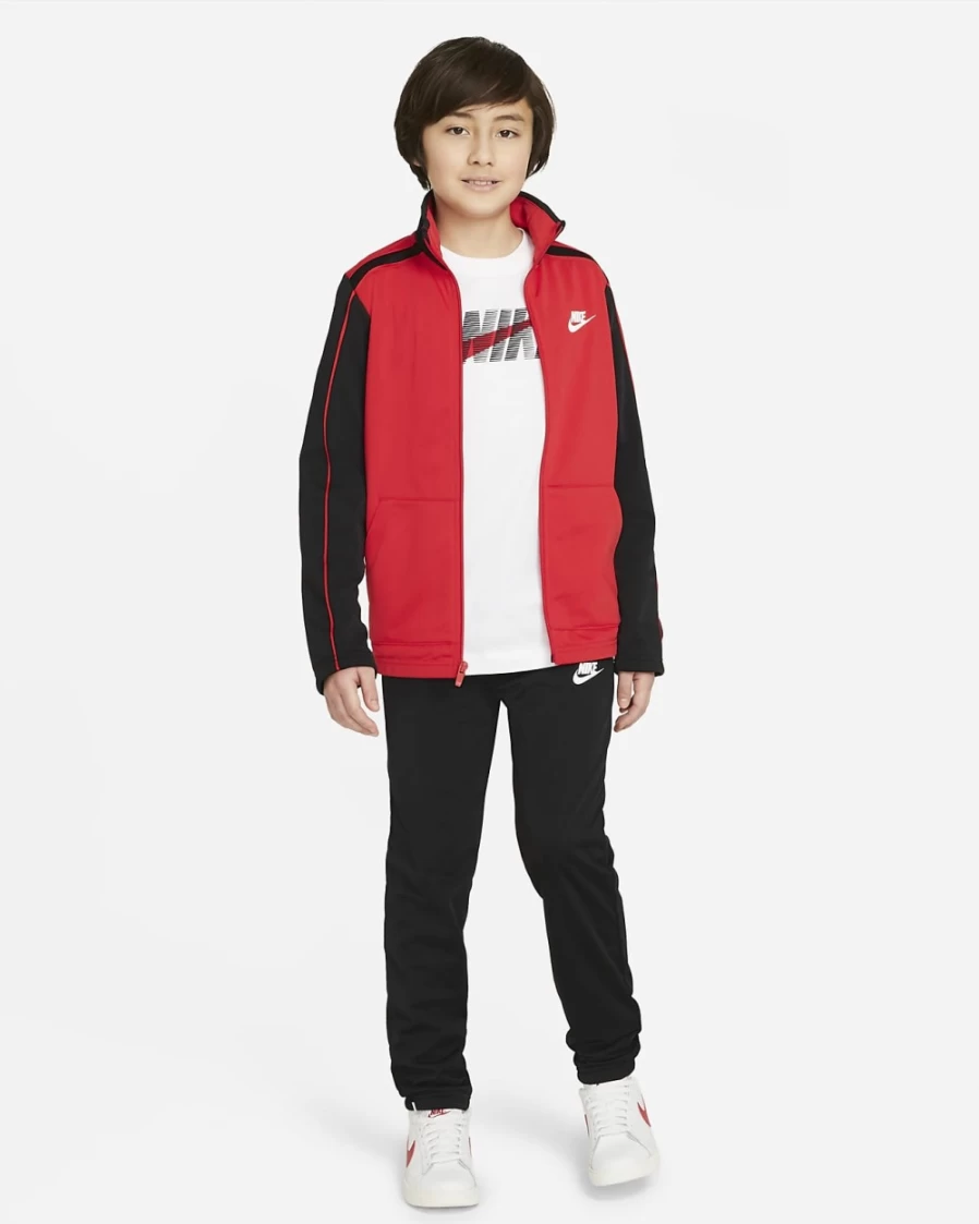 Nike Sportswear Big Kids' Tracksuit for Boys & Girls - University Red/Black/White Athletic Set