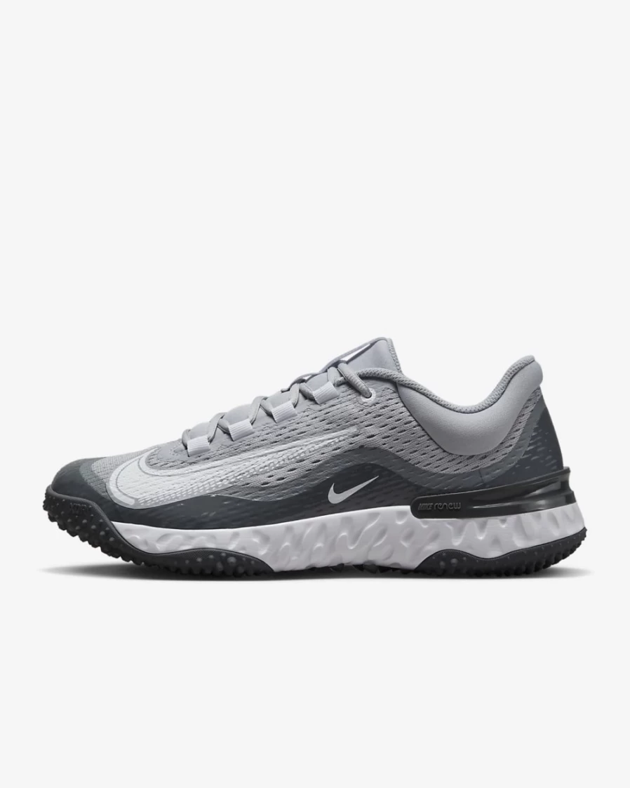 Nike Alpha Huarache Elite 4 Turf Baseball Shoes for Men - Wolf Grey/Cool Grey/Dark Grey/White