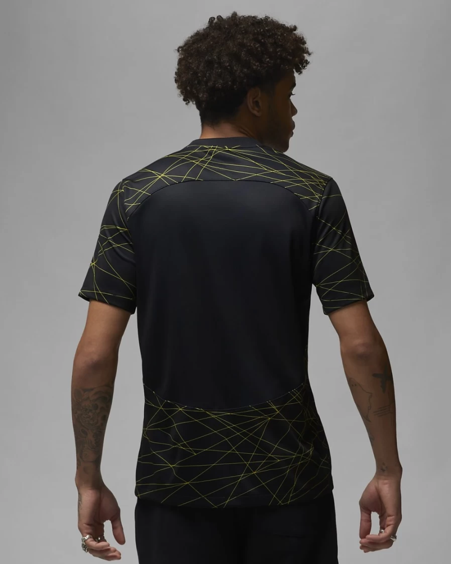 Nike Paris Saint-Germain 2023/24 Men's Black/Tour Yellow Stadium Fourth Jordan Dri-FIT Soccer Jersey