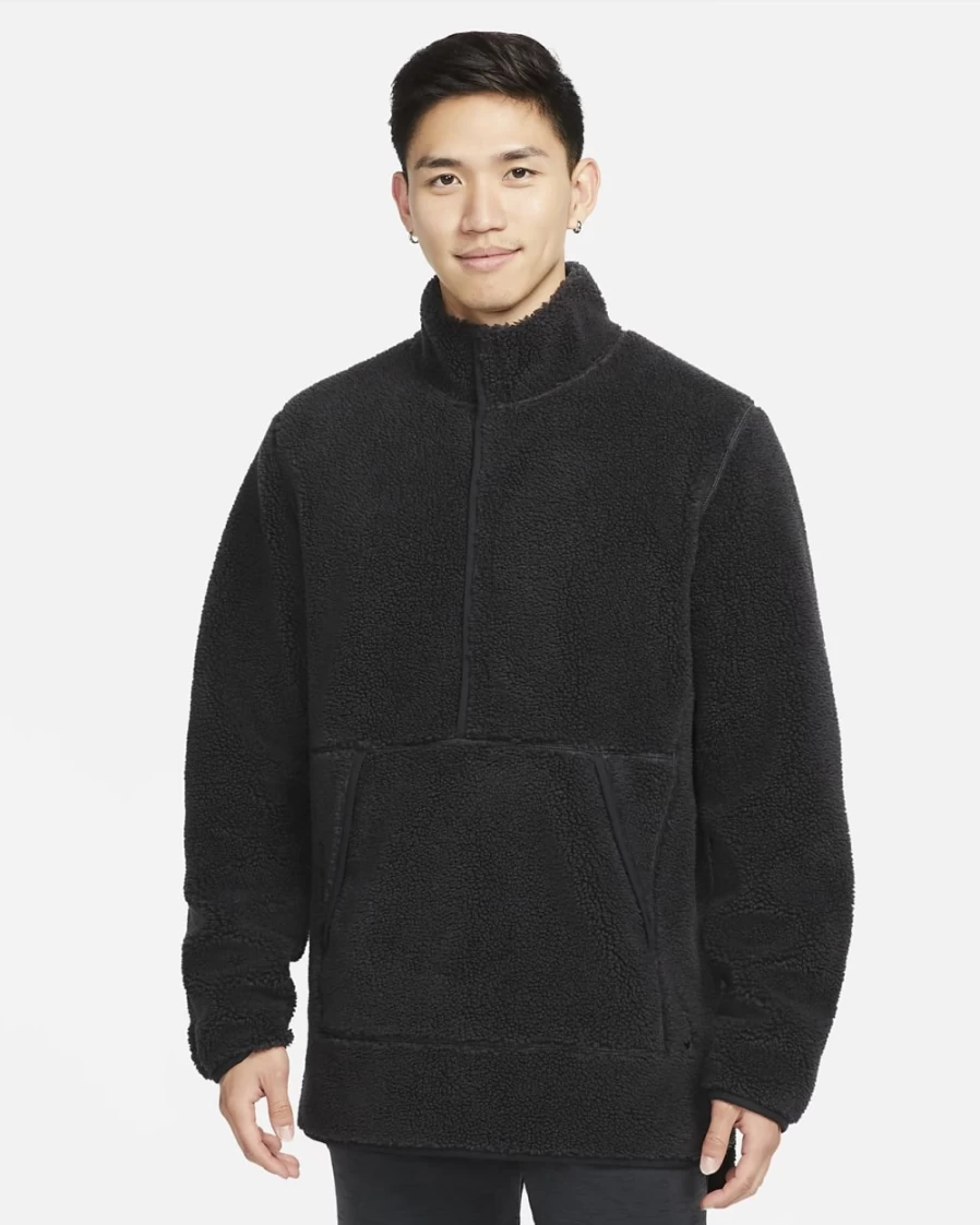 Nike Men's Black Fleece Yoga Sweatshirt - Comfortable Workout Top