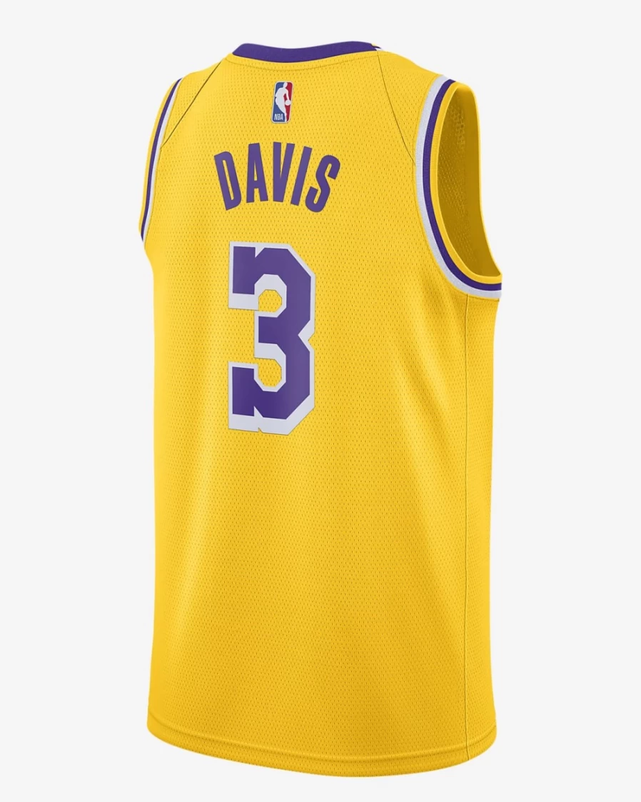 Nike NBA Swingman Jersey - Anthony Davis Lakers Icon Edition 2020, Amarillo/Field Purple, Men's Basketball Jersey