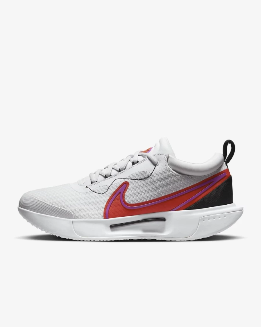 NikeCourt Zoom Pro Men's Tennis Shoes - White/Black/Fuchsia Dream/Picante Red - Hard Court Performance