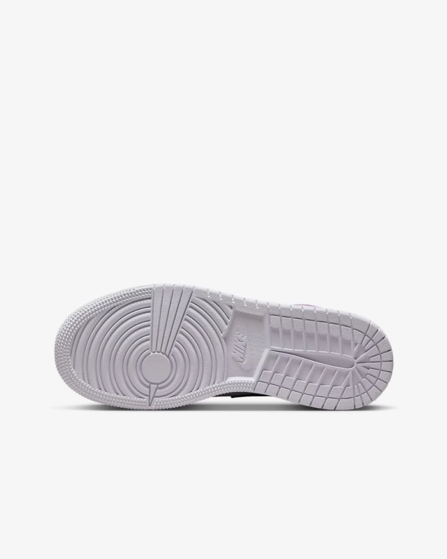Nike Air Jordan 1 Mid Big Kids' Sneakers in Barely Grape/White/Rush Fuchsia/Black for Boys and Girls
