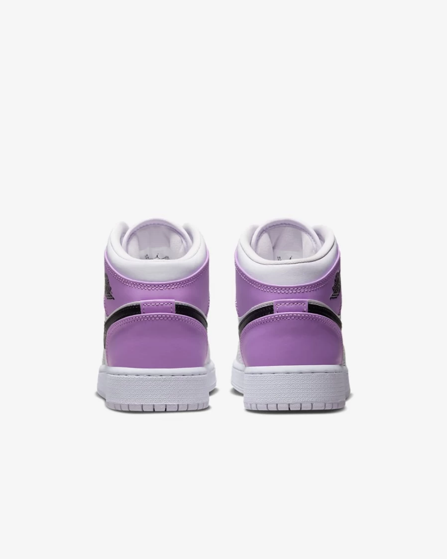 Nike Air Jordan 1 Mid Big Kids' Sneakers in Barely Grape/White/Rush Fuchsia/Black for Boys and Girls