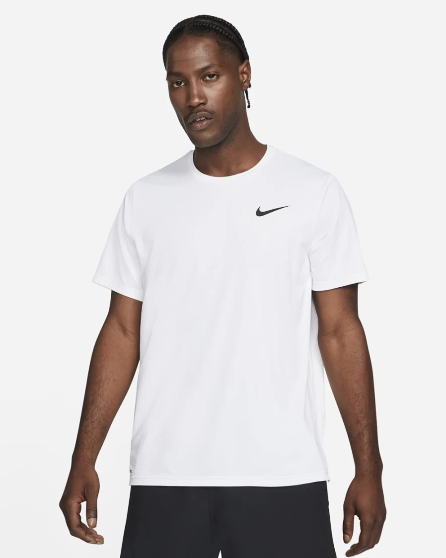 Nike Pro Dri-FIT Men's Training T-Shirt - Moisture-Wicking White/Black Short-Sleeve Workout Top