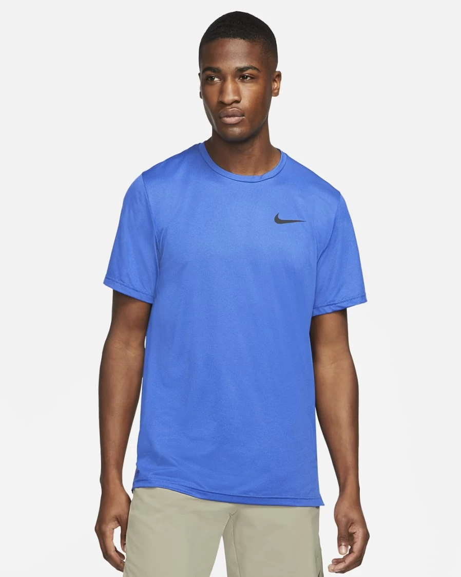 Nike Pro Dri-FIT Men's Training T-Shirt - Moisture-Wicking Short-Sleeve Top in Blue Void/Game Royal/Heather/Black