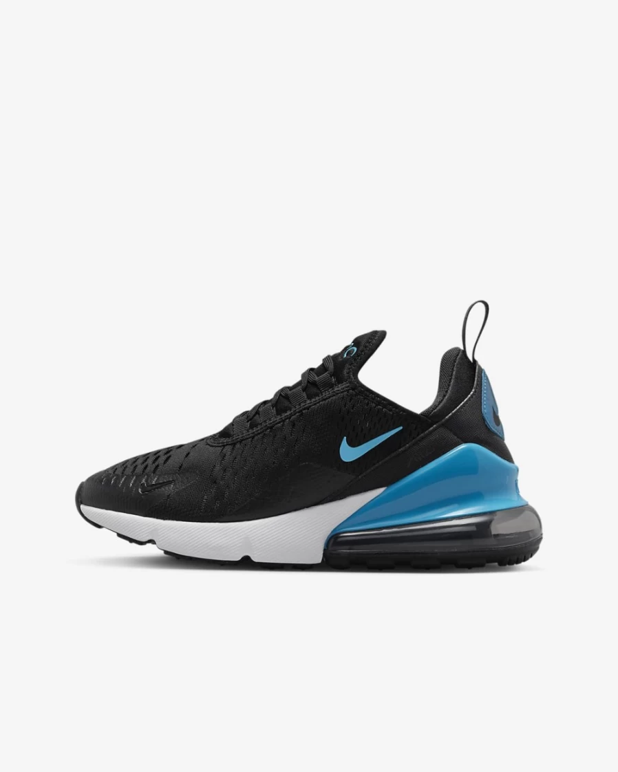 Nike Air Max 270 Big Kids' Sneakers - Black/White/Blue Lightning - Running Shoes for Boys & Girls
