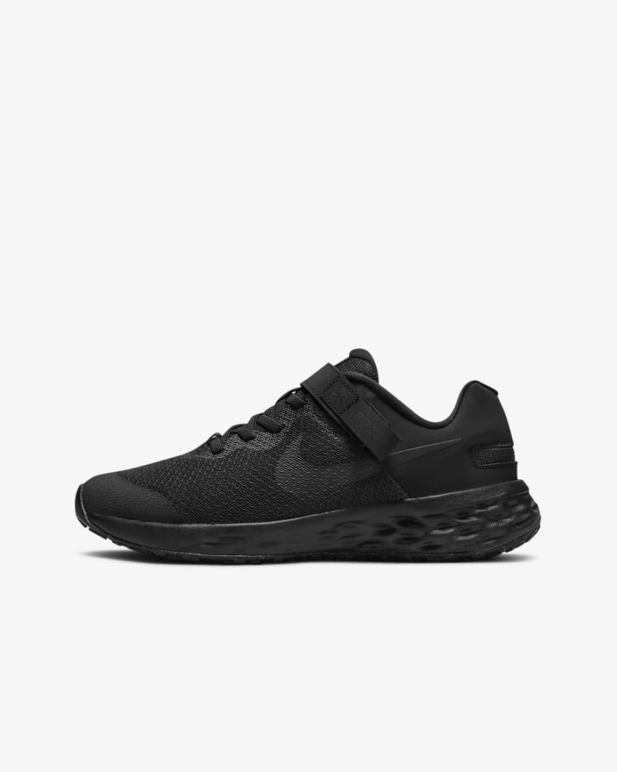 Nike Revolution 6 FlyEase Big Kids' Easy On/Off Running Shoes - Black/Dark Smoke Grey for Boys & Girls