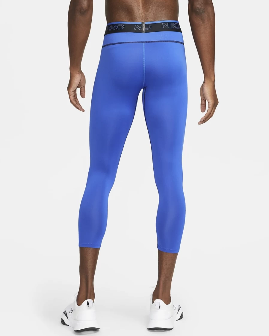 Nike Pro Dri-FIT Men's 3/4 Tights - Game Royal/Black/Black - Moisture-Wicking Training Pants for Men