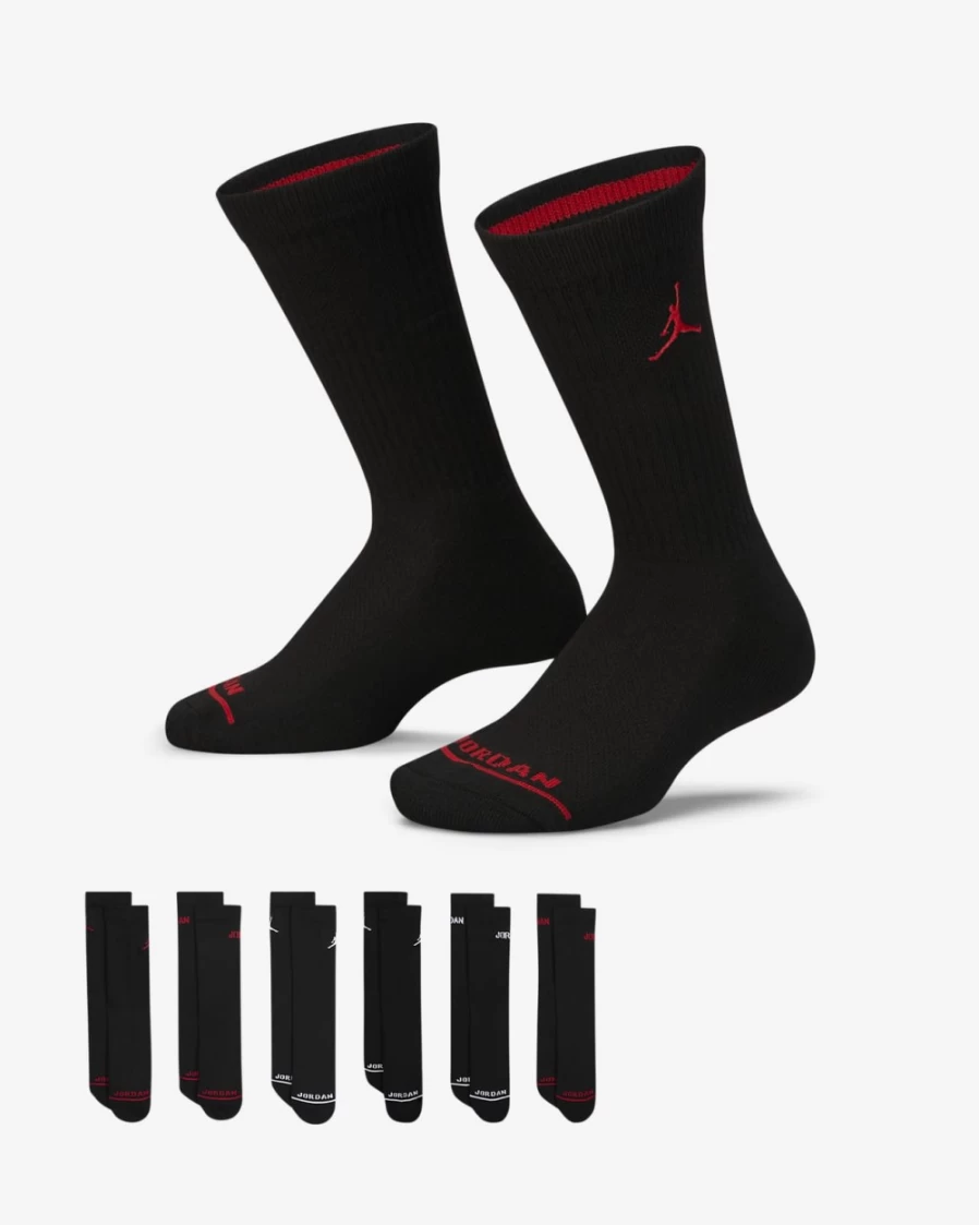 Nike Jordan Legend Kids' Crew Socks 6-Pack - Black for Boys and Girls