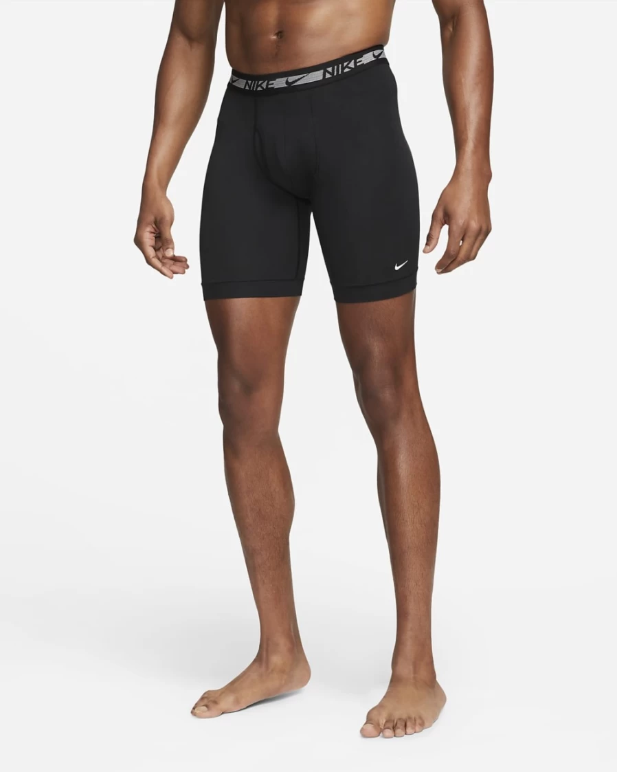 Nike Men's Dri-FIT Ultra Stretch Micro Long Boxer Briefs 3-Pack - Black