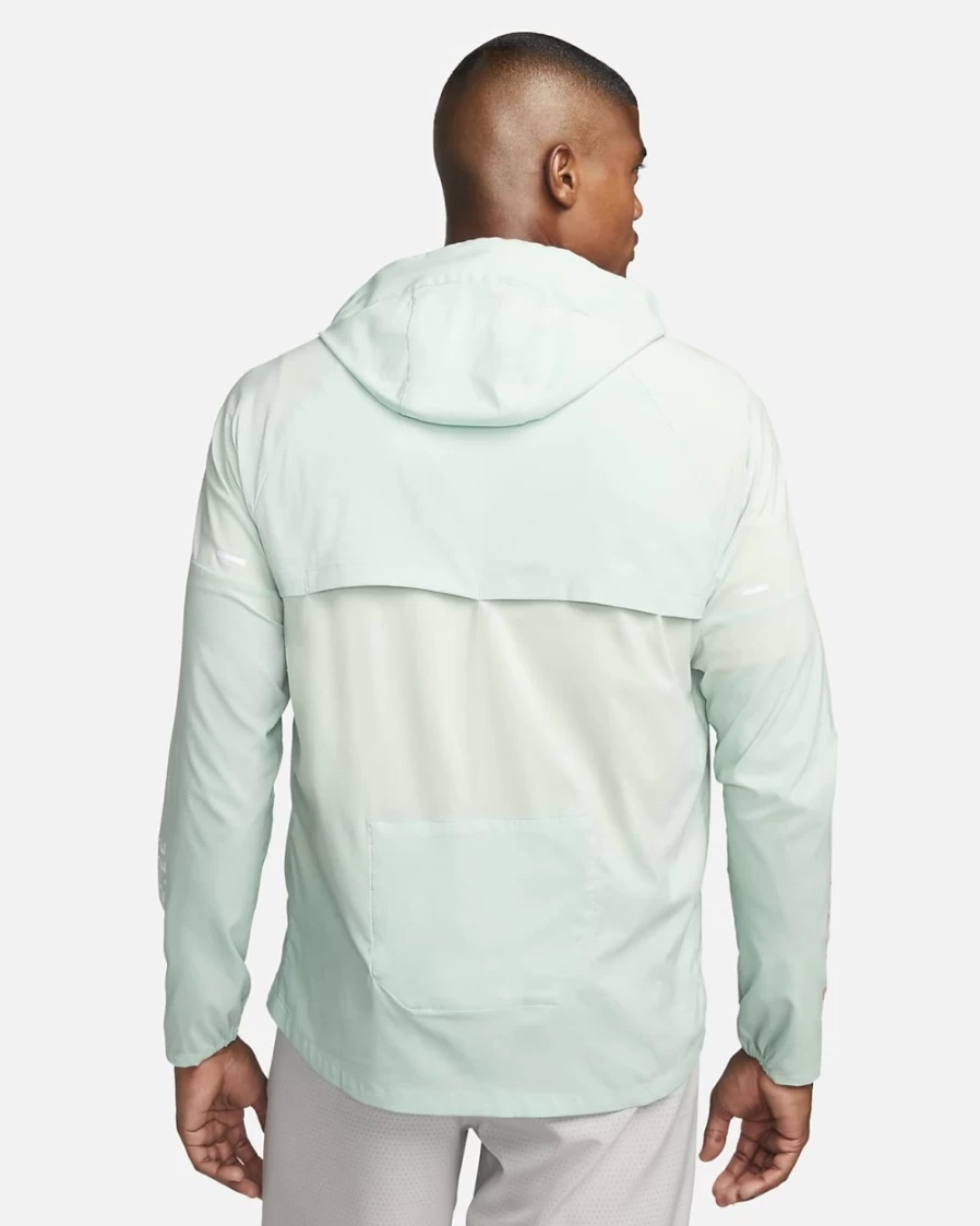 Nike Repel UV Windrunner Men's Running Jacket - Enamel Green/Total Orange, Lightweight Water-Resistant Hooded Training Coat for Men