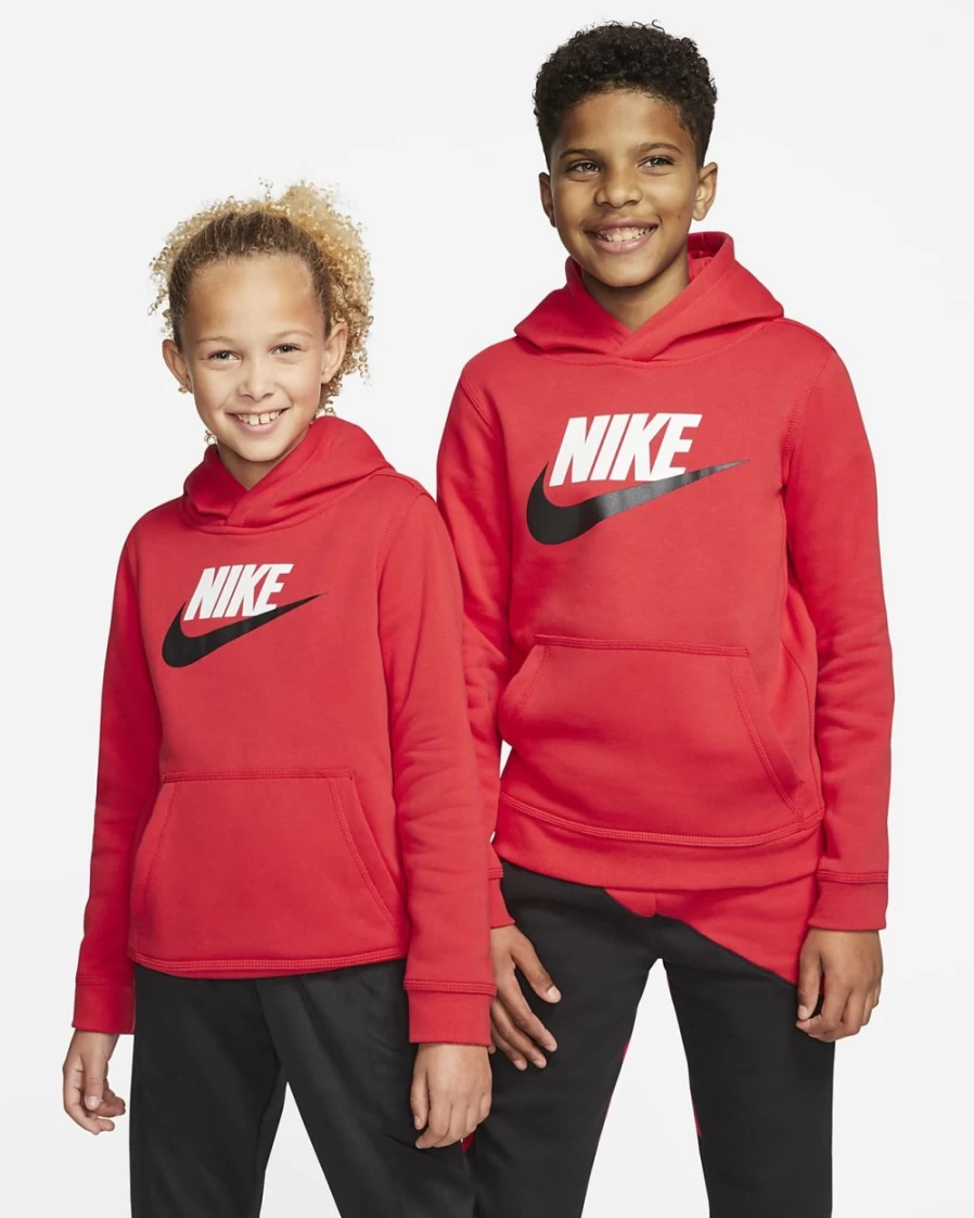 Nike Boys & Girls University Red Club Fleece Pullover Hoodie - Sportswear Big Kids' Sweatshirt