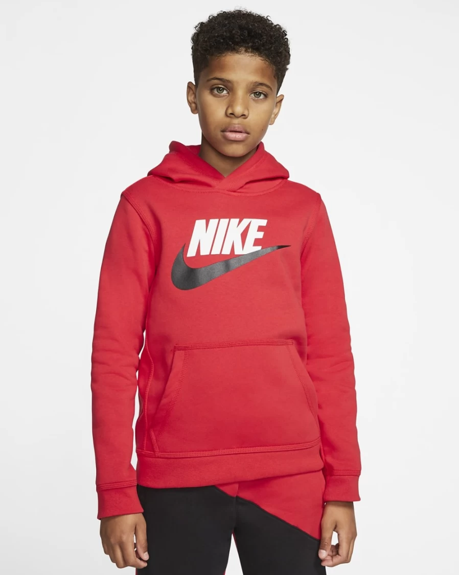 Nike Boys & Girls University Red Club Fleece Pullover Hoodie - Sportswear Big Kids' Sweatshirt