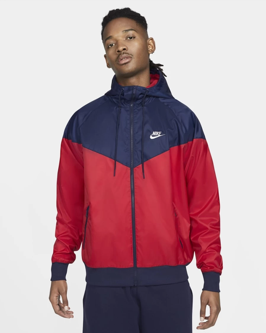 Nike Men's Sportswear Windrunner Hooded Jacket - University Red/Midnight Navy/White