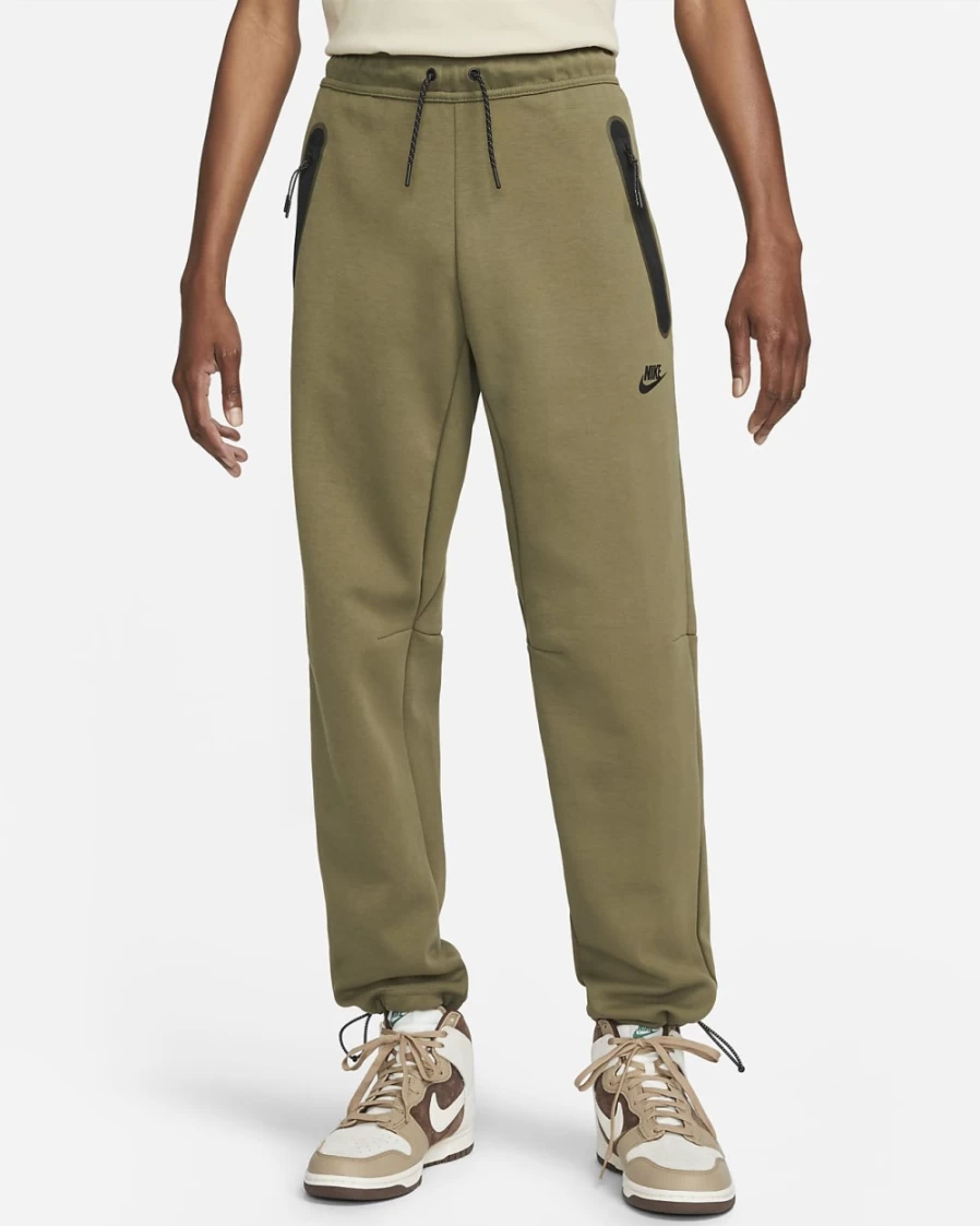 Nike Men's Tech Fleece Jogger Pants - Medium Olive/Black, Comfortable Athletic Sweatpants
