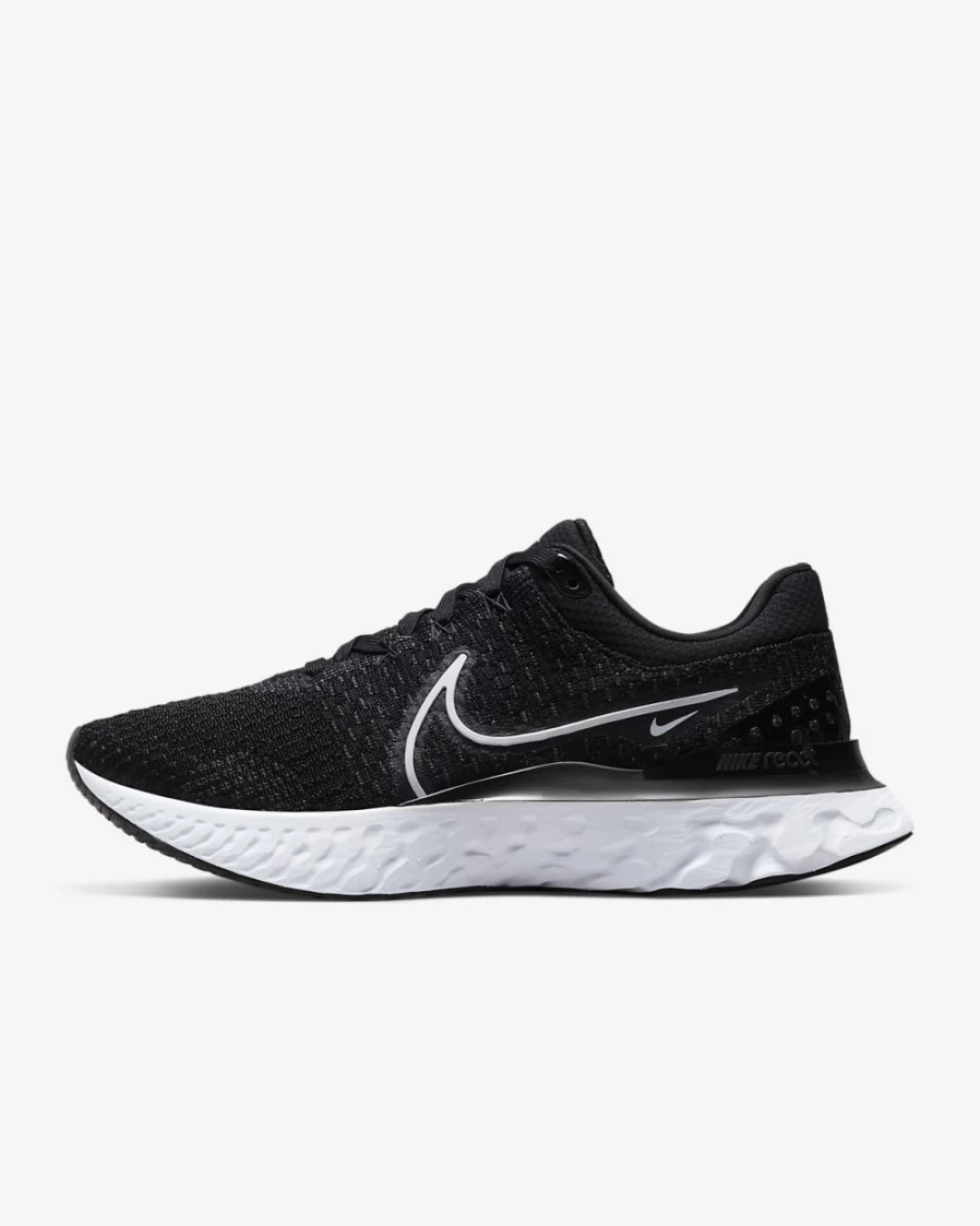 Nike React Infinity 3 Men's Road Running Shoes - Black/White | Cushioned & Supportive for Long-Distance | Lightweight & Durable Design