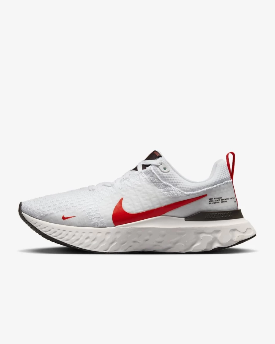 Nike React Infinity 3 Men's Road Running Shoes - White/Platinum Tint/Velvet Brown/Light Crimson