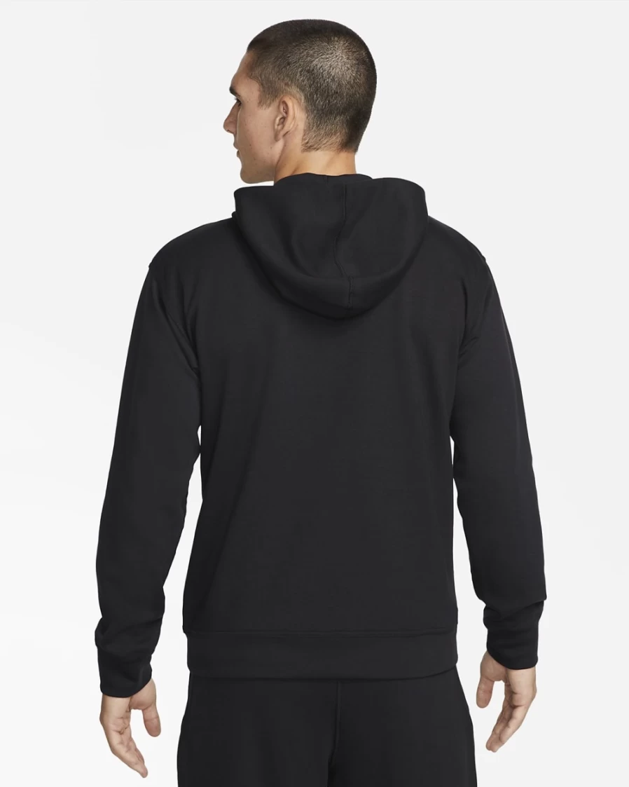 Nike Dri-FIT Men's Black Full-Zip Fleece Hoodie for Yoga & Training