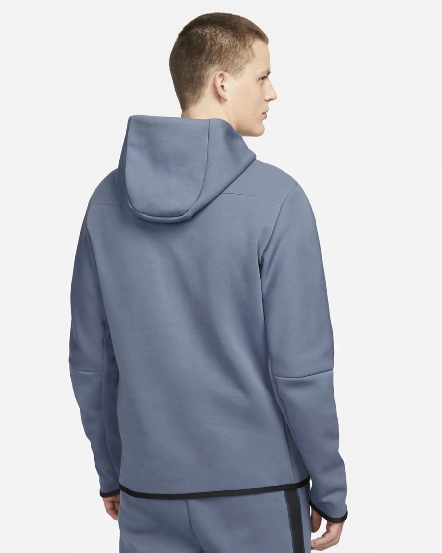 Nike Men's Tech Fleece Full-Zip Hoodie - Diffused Blue/Black | Lightweight & Comfortable Sportswear