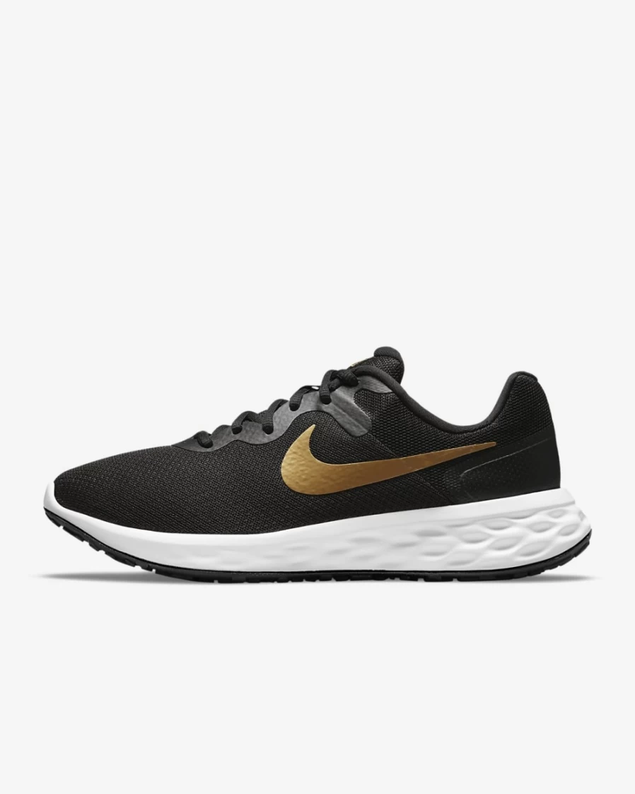 Nike Revolution 6 Next Nature Men's Road Running Shoes - Black/White/Metallic Gold