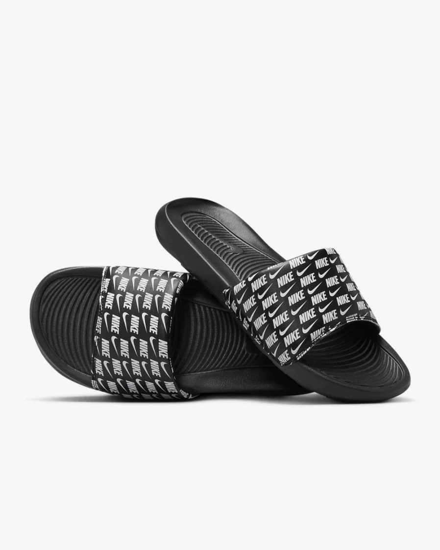 Nike Victori One Men's Slides - Black/White Printed Comfortable Sandals for Men