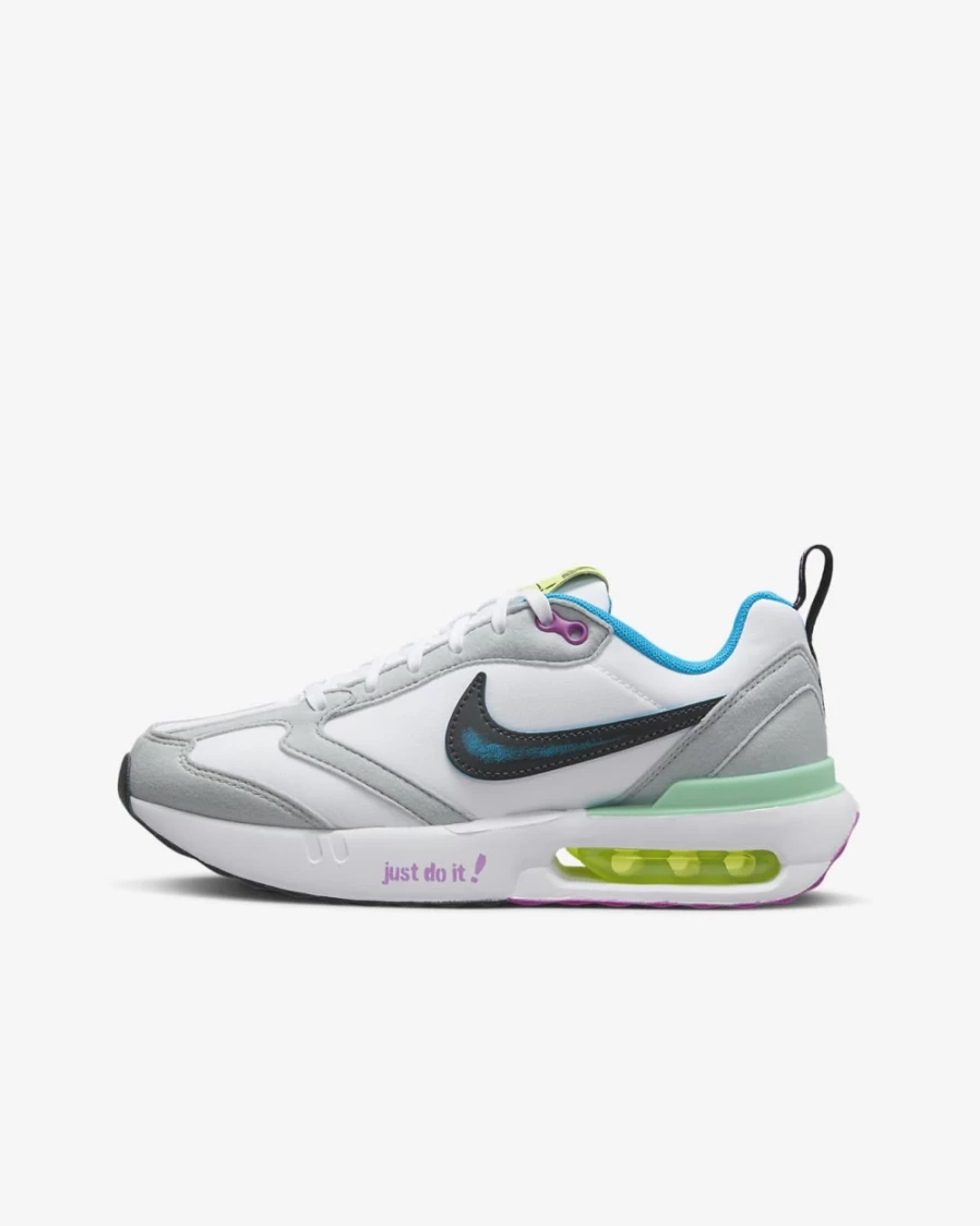 Nike Air Max Dawn Big Kids' Sneakers in White/Laser Blue/Wolf Grey/Black for Boys and Girls