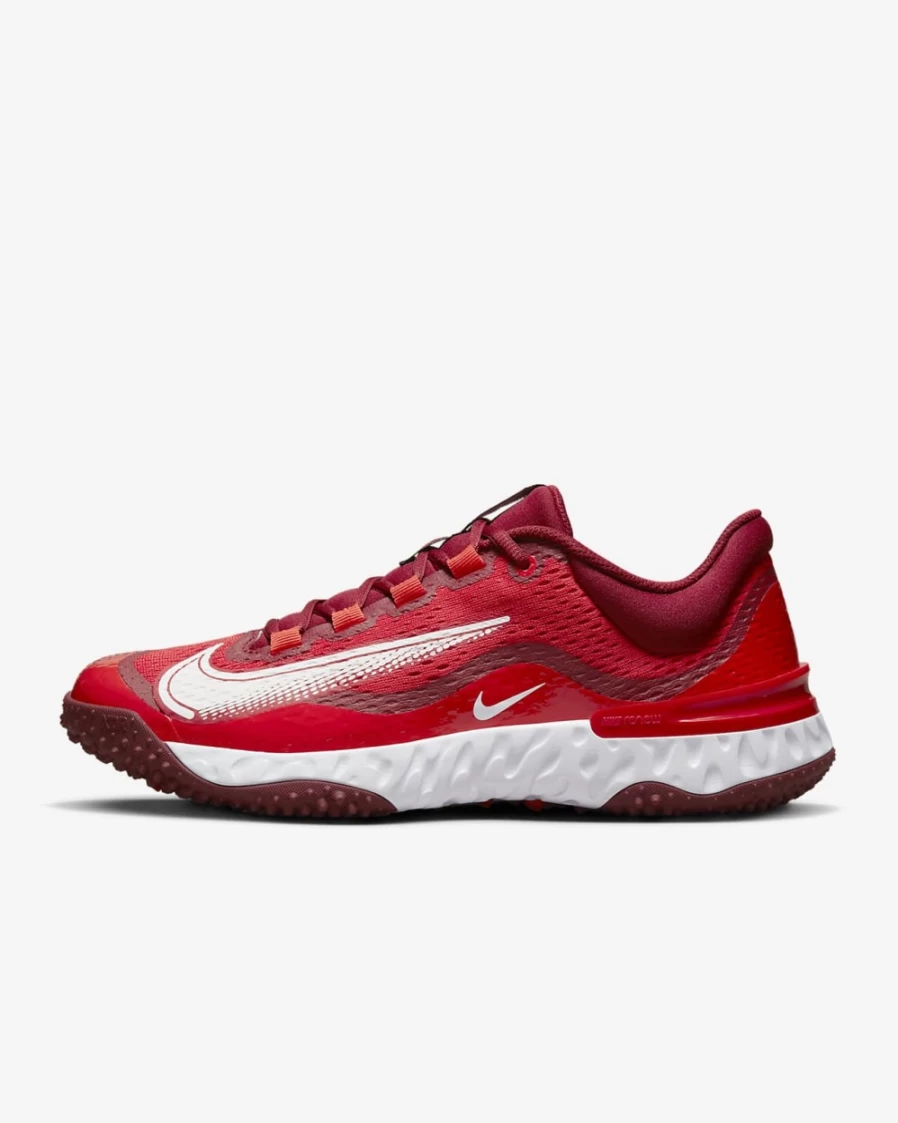 Nike Alpha Huarache Elite 4 Turf Baseball Shoes for Men - University Red/Team Red/Habanero Red/White
