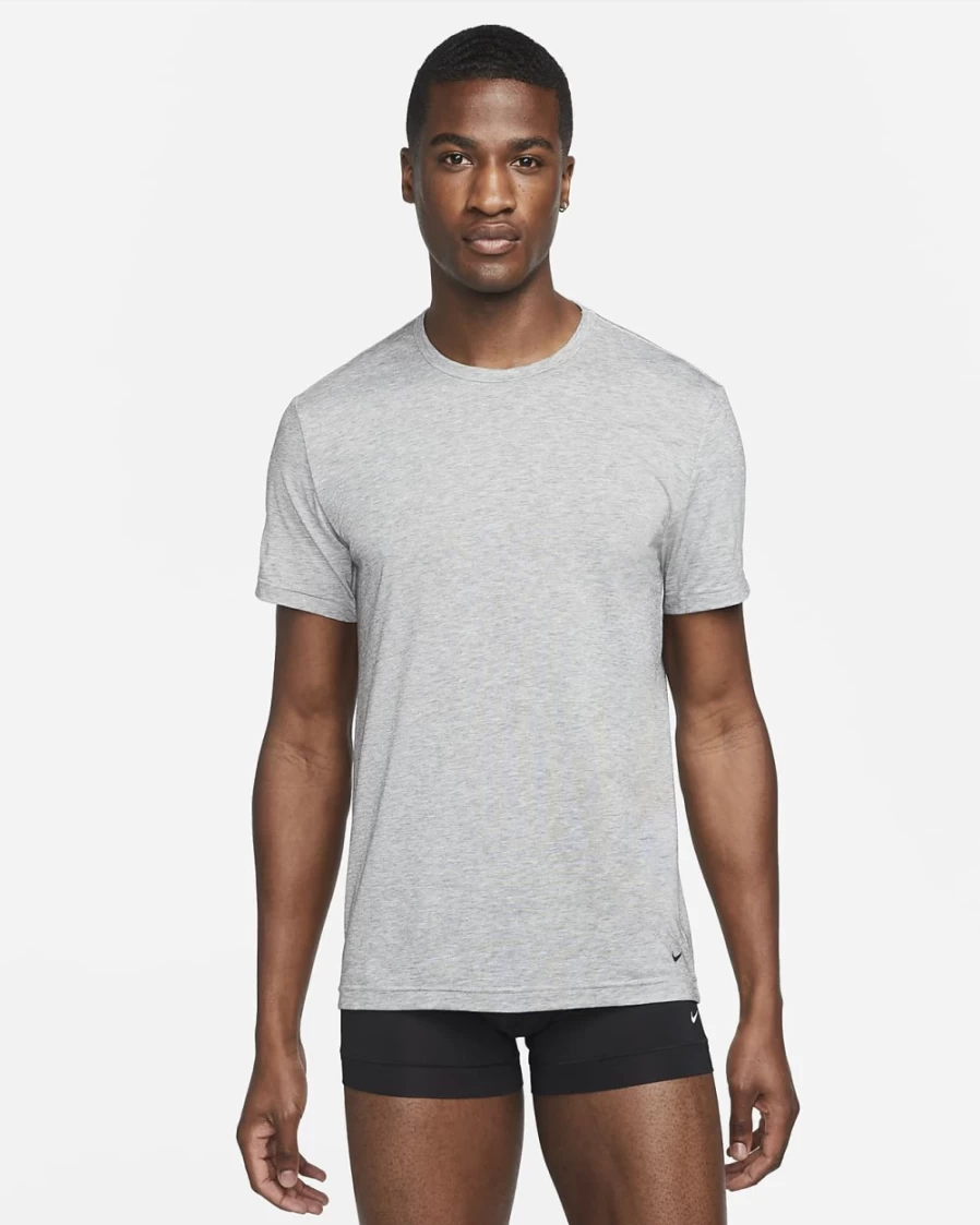 Nike Dri-FIT ReLuxe Men's Grey Heather Crew Neck Undershirt 2-Pack