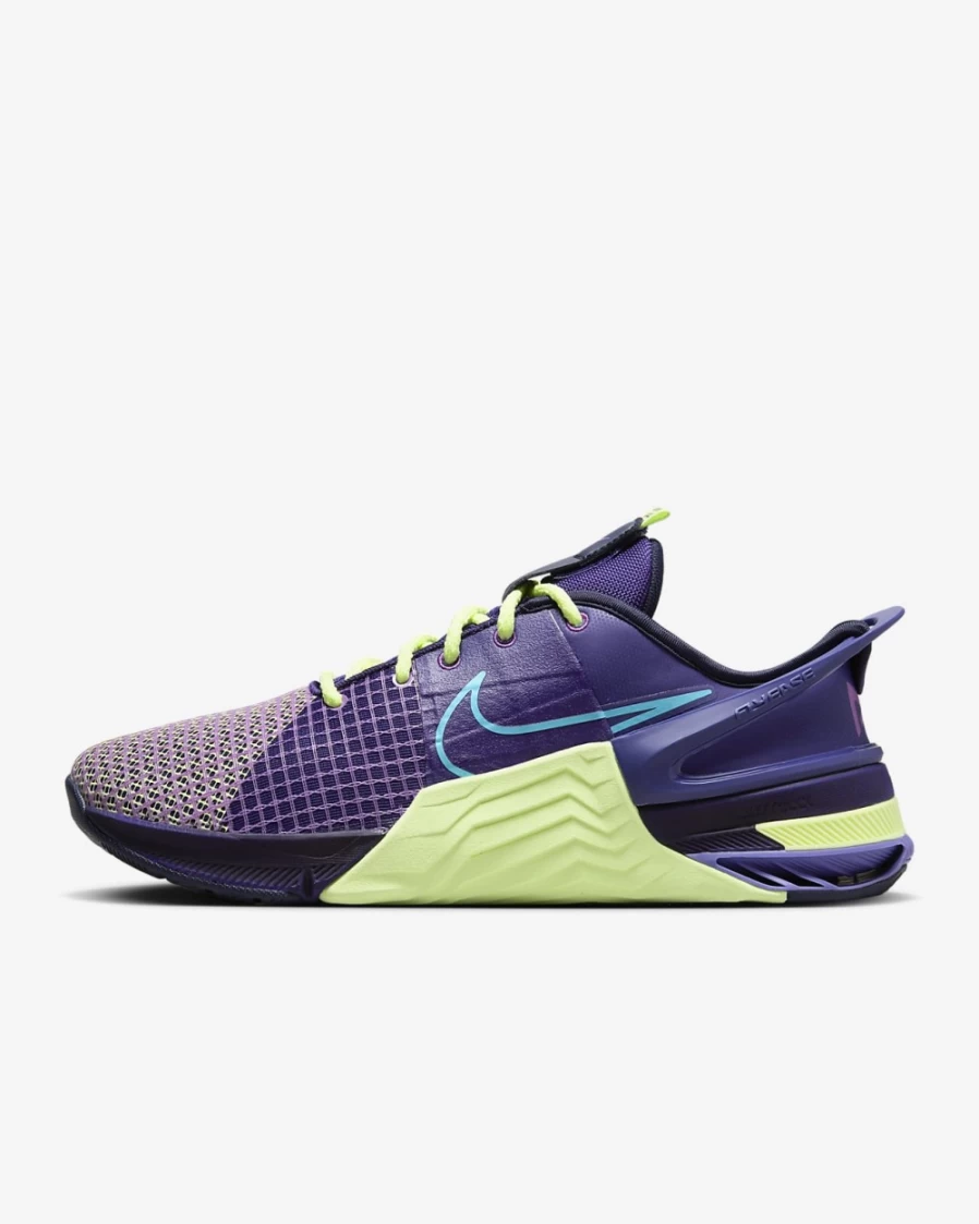 Nike Metcon 8 FlyEase AMP Men's Training Shoes - Court Purple/Barely Volt/Blackened Blue/Baltic Blue, Easy On/Off Design for Workouts