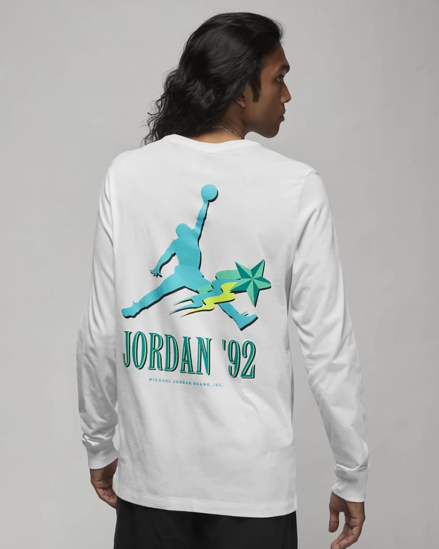 Nike Men's White/Neptune Green Long-Sleeve T-Shirt - Jordan Brand Collection