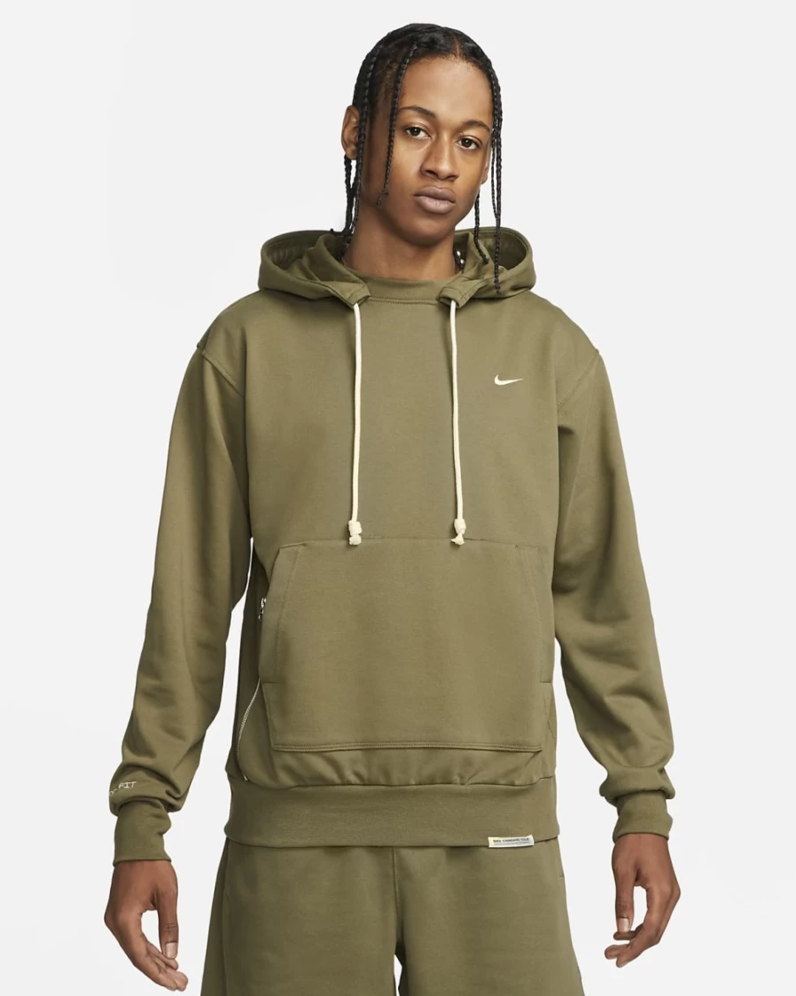 Nike Dri-FIT Men's Medium Olive/Pale Ivory Pullover Basketball Hoodie - Standard Issue Sweatshirt