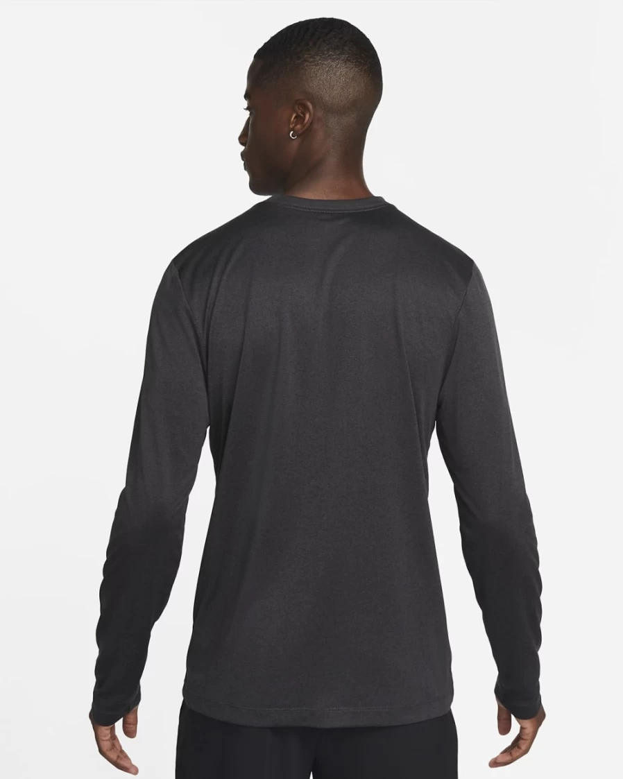 Nike Dri-FIT Legend Men's Long-Sleeve Workout Shirt - Black, Midnight Fog, Heather, Matte Silver - Moisture-Wicking Training Top