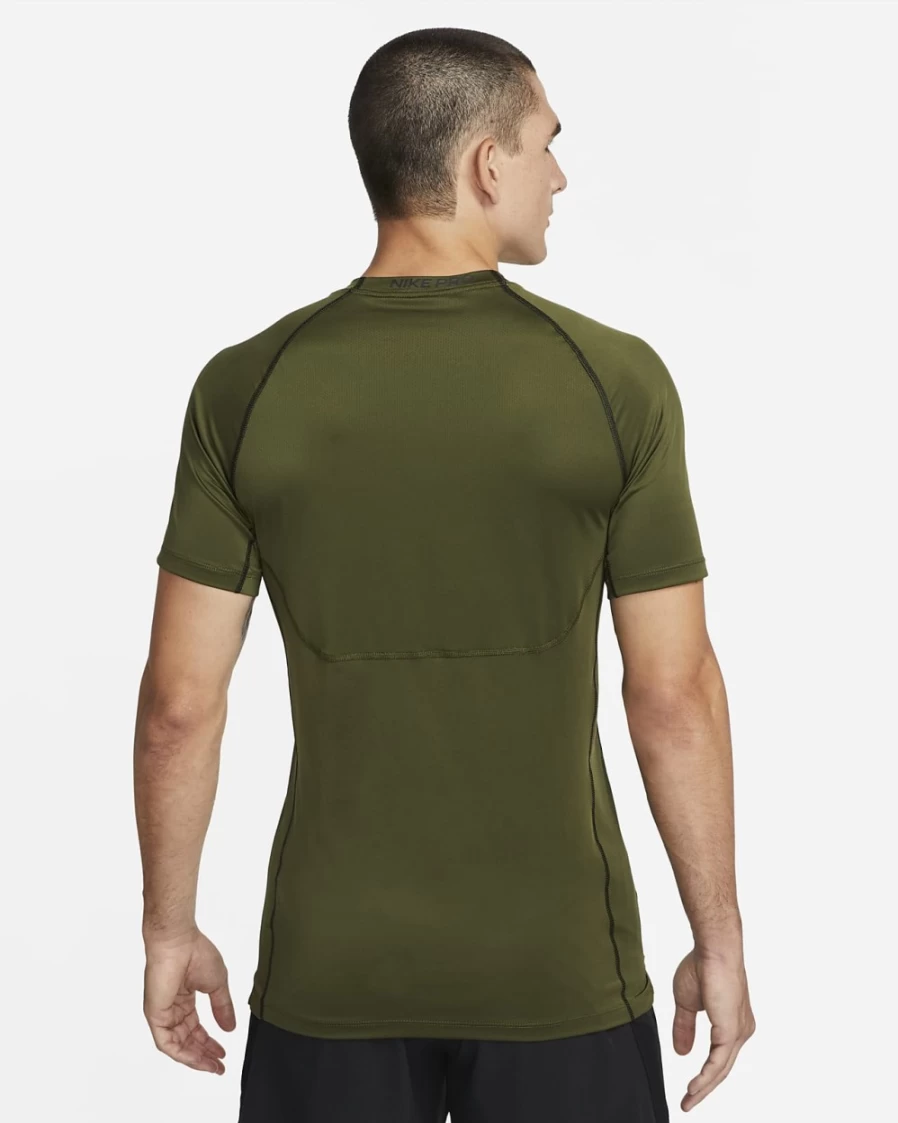 Nike Pro Dri-FIT Men's Slim Fit Short-Sleeve T-Shirt - Rough Green/Black/Black - Moisture-Wicking Workout Top