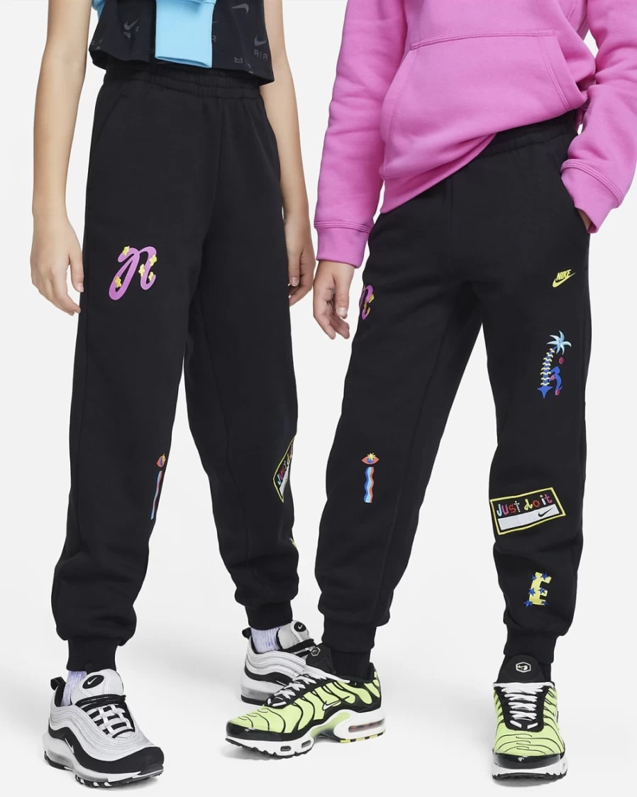 Nike Sportswear A.I.R. Icon Fleece Boys & Girls Loose Fit Joggers Pants in Black