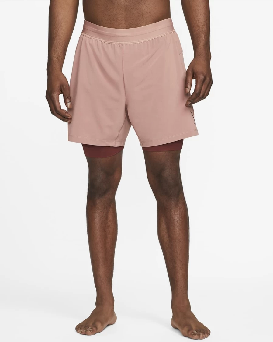 Nike Men's 2-in-1 Yoga Shorts in Fossil Rose/Oxen Brown - Comfort & Performance