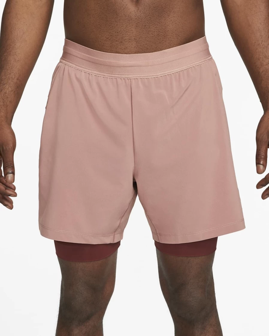 Nike Men's 2-in-1 Yoga Shorts in Fossil Rose/Oxen Brown - Comfort & Performance